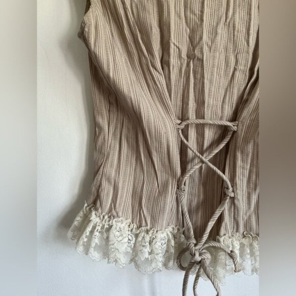 Vintage Women Cottagecore Lace Up Back Buttons Victorian Style Blouse Top Medium - Picture 5 of 7